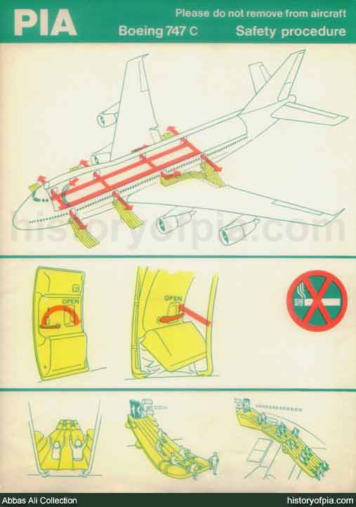 PIA Boeing 747-240B (SCD) Safety Card