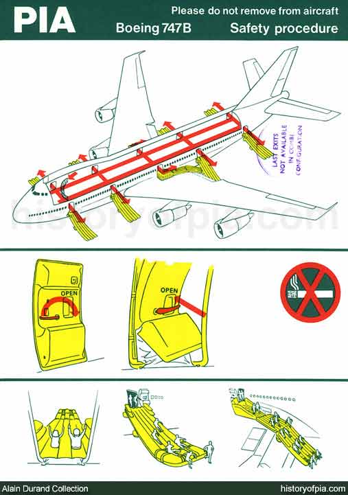 PIA Boeing 747B Safety Card