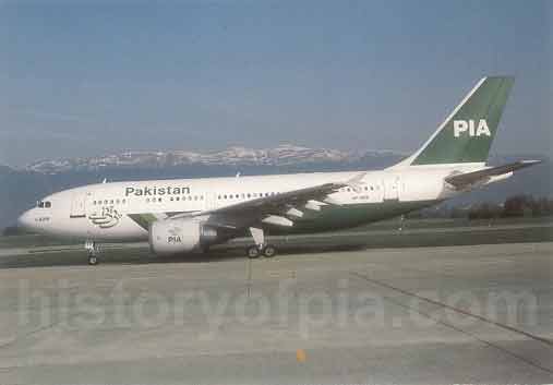 PIA Airbus A310-308 postcard