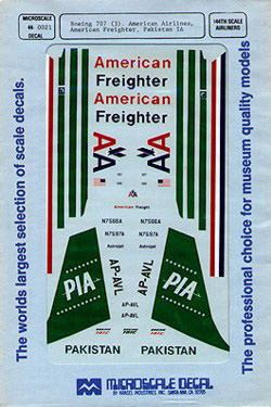 PIA Boeing 707 Aircraft Model Decals