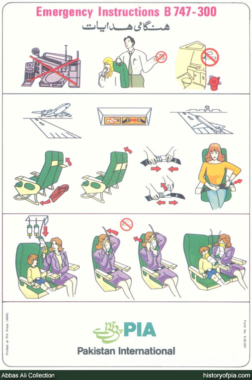 PIA Boeing 747-300 Safety Card