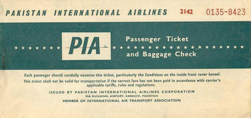 PIA Passenger Ticket and Baggage Check