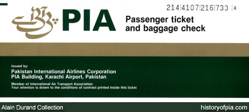 PIA Passenger Ticket and Baggage Check